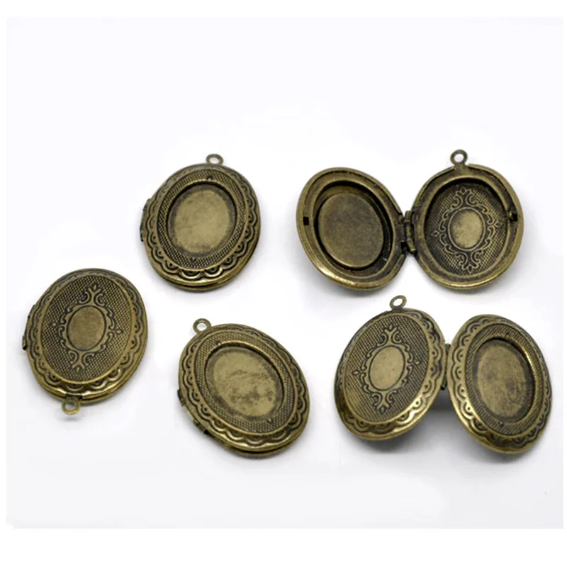 20 Шт. Овальный Цветочным Узором Фото Locket Подвески Кадров Breloque Ювелирных Изделий