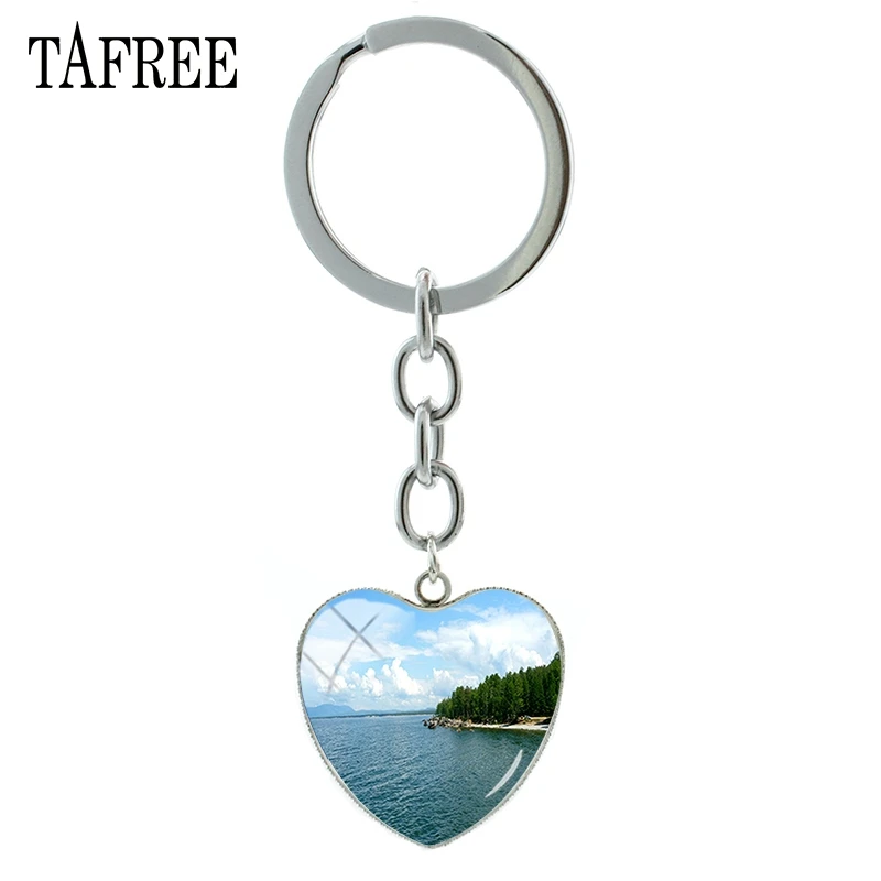 Брелки TAFREE с изображением Байкальского озера подвеска в виде синего сердца