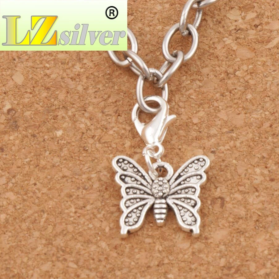 

Butterfly Flower Animal Clasp European Lobster Trigger Clip On Charm Beads 15.5x28mm 100pcs zinc alloy C1117