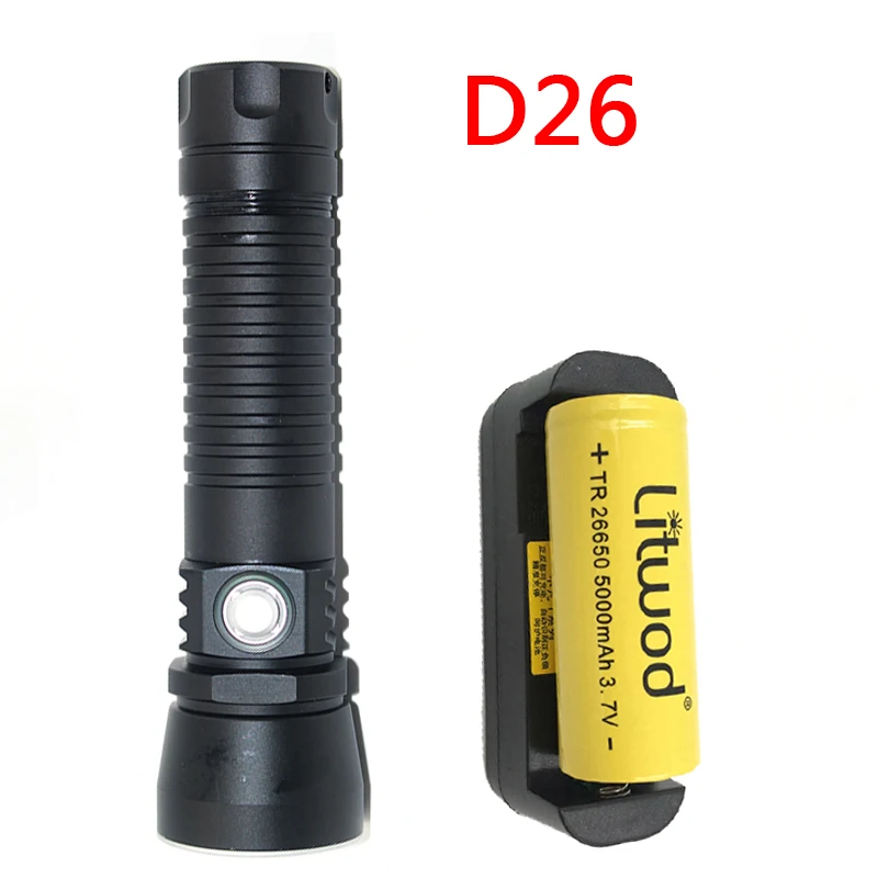 Option B Litwod Z20D26 светодиодный фонарь для дайвинга, XM-L2 U3, бесступенчатое затемнение, Водонепроницаемый Подводный фонарь, 150 м, аккумулятор 26650 - Испускаемый цвет: Option B