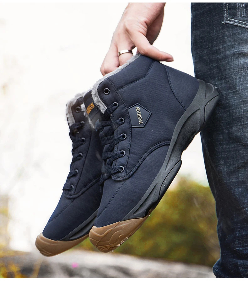 Fashion Men's Snow boots Warm with plush ankle boots Couple work Casual shoes For men winter boots