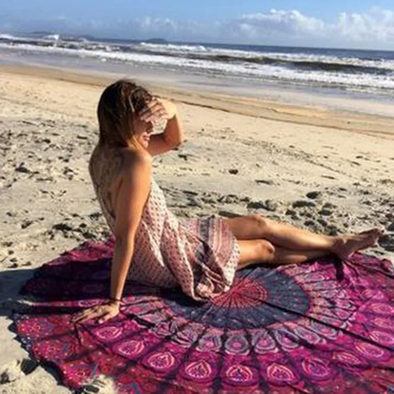 Круглое пляжное полотенце из микрофибры с китайским принтом|Коврик| |