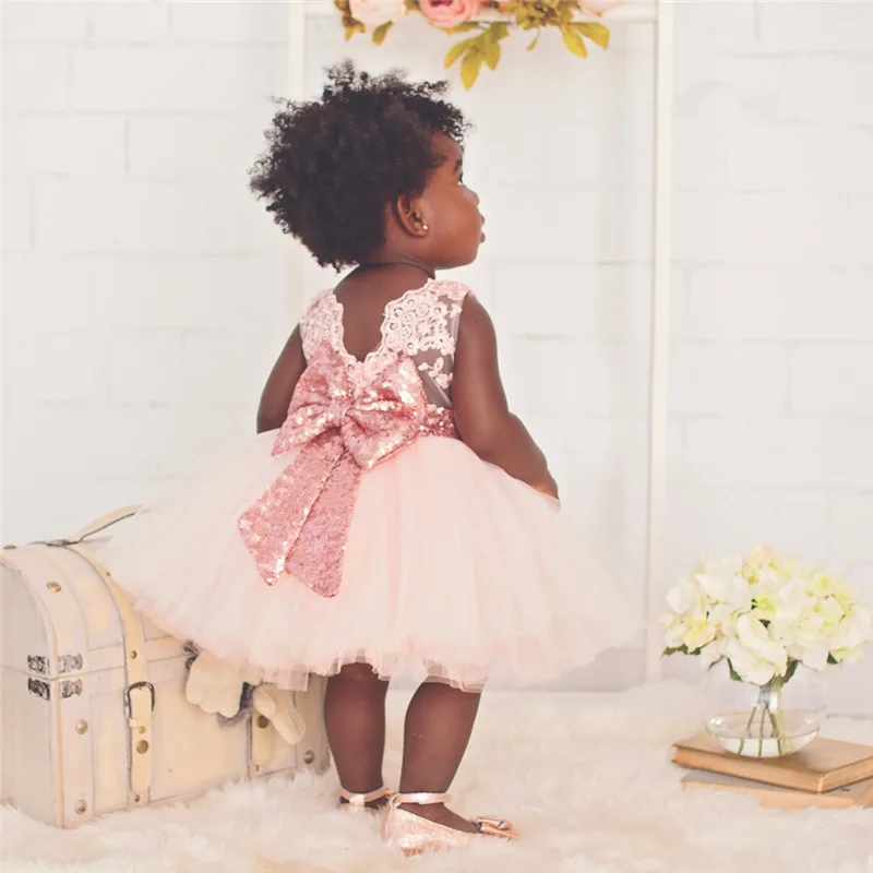 Кружевное платье-пачка с блестками и бантом для девочек | Детская одежда обувь