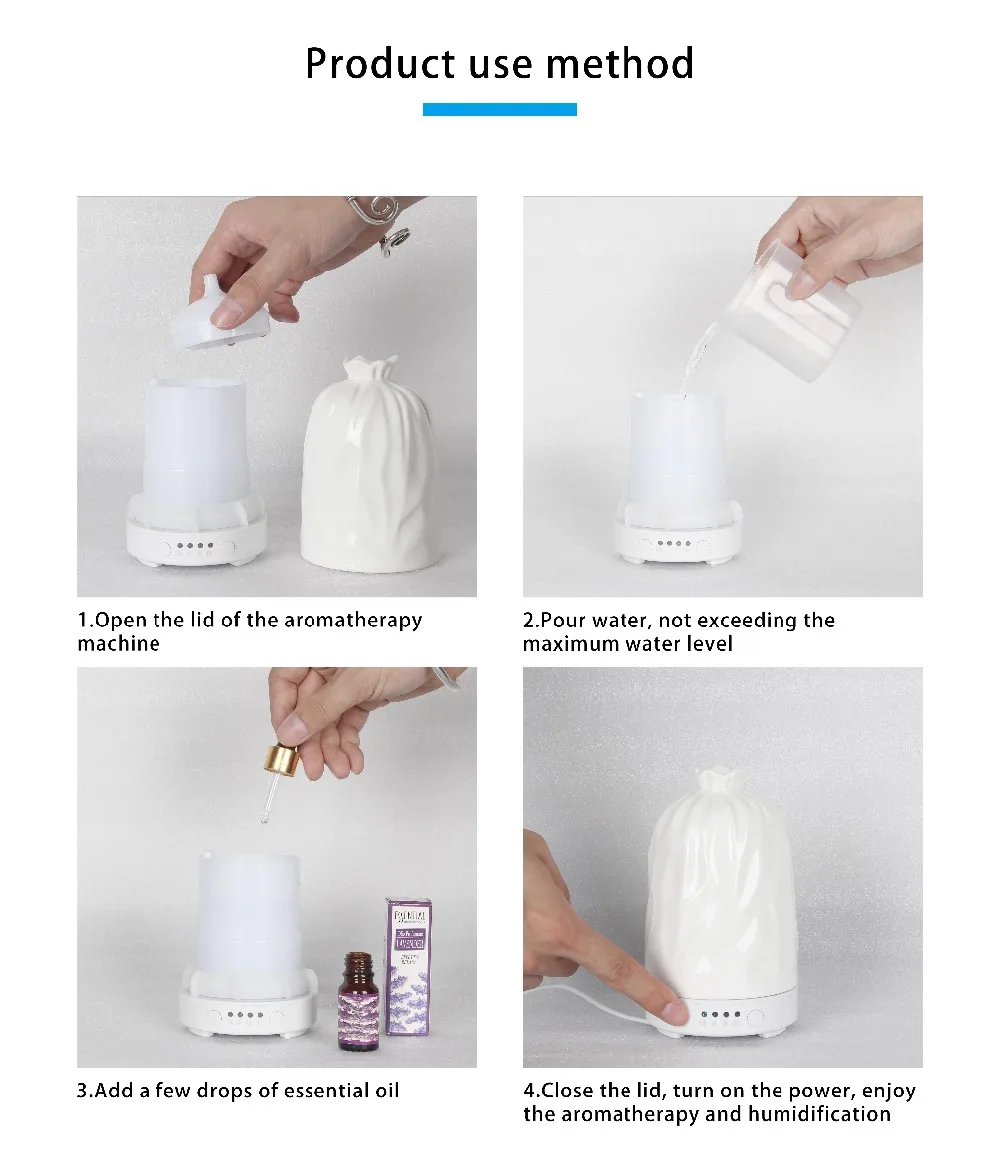 100 ml Hand Crafted Ceramic Ultrasonic Air Humidifier Portable Mini Aroma Essential Oil Diffuser for Car Room Home Office | Бытовая