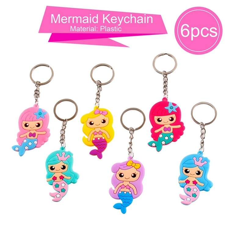 Metal Ring Keychain Huiran вечерние принадлежности русалочка тема Русалочки декоративный шар Русалочка День Рождения Декор сувениры 1 день рождения под морем - Цвет: Metal Ring Keychain