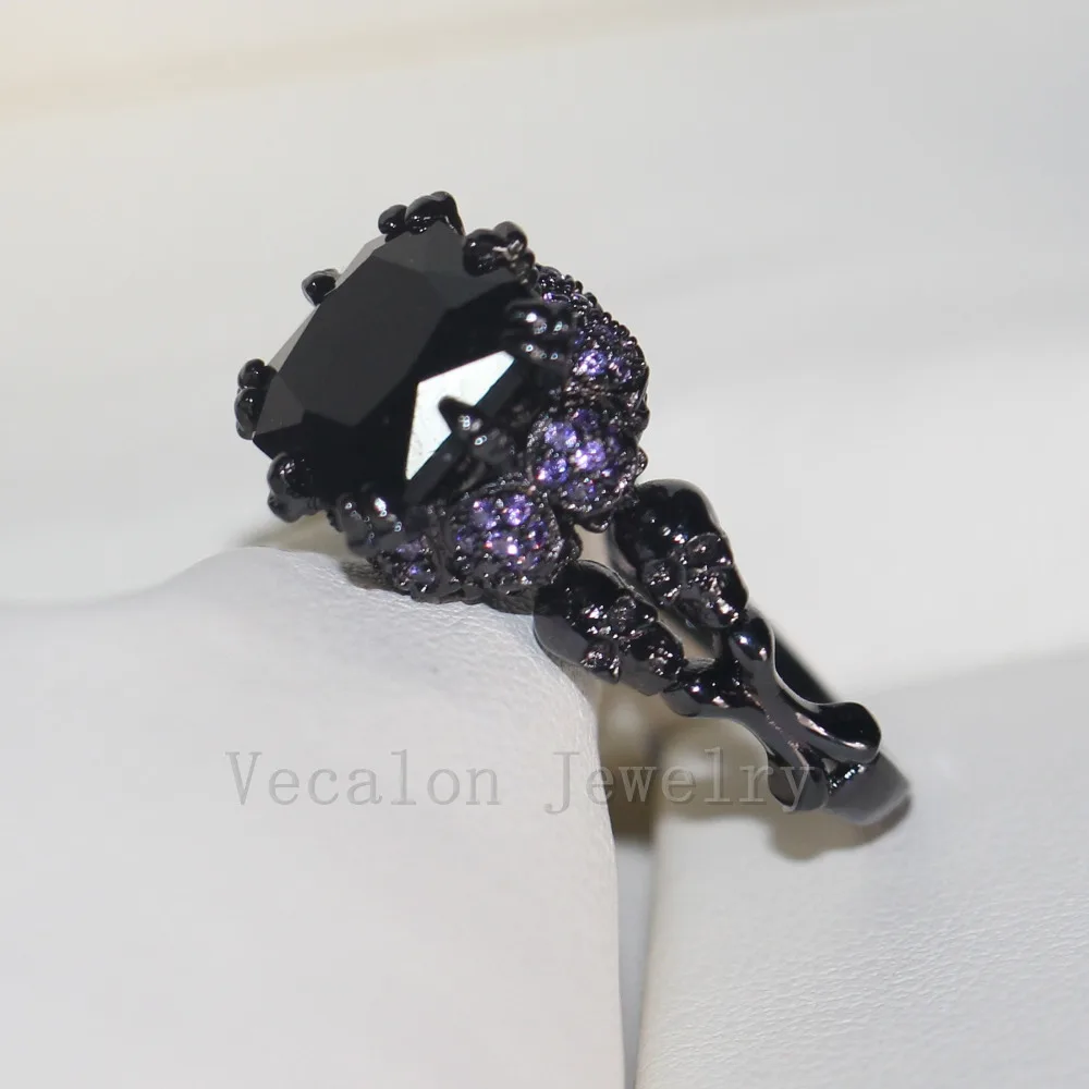 Vecalon античный череп ювелирные изделия 3ct черный фианит AAAAA обручальное кольцо с