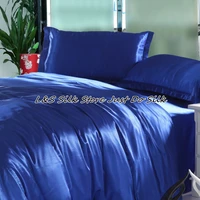 silk bedding sets4pcs luxurious royalblue 100 mulberry silk dyed fabric solid color king queen full twin ls2127