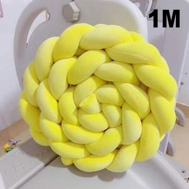 1M Yellow 2 м цветной бампер для детской кровати чистый тканый плюшевый узел бампер для детской кроватки бортики защита для кроватки Декор детской комнаты - Цвет: 1M Yellow