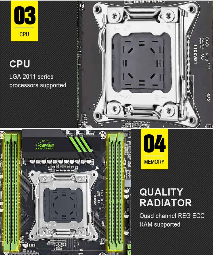 Jingsha x79 Combo ATX lga 2011 материнская плата+ E5-2660+ 16 Гб(4*4 Гб) DDR3 ECC REG ram