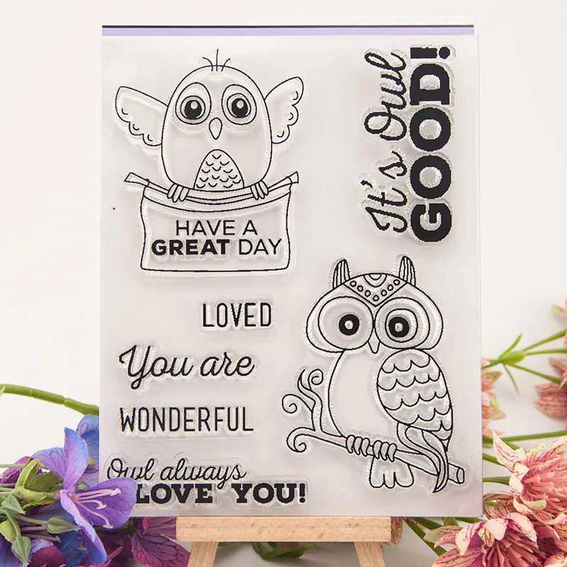 1 шт. чудесные Сова слова прозрачный чистый силикон штамп для печати DIY