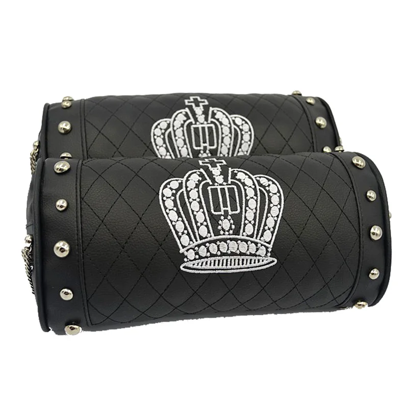 Корона вышивка подголовник автомобиля подушки кожа с заклепками Авто шеи