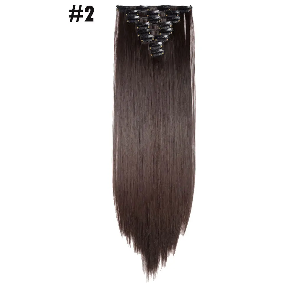 dark brown SNOILITE 8 шт./компл. 26 дюймов 18 зажимы длинные прямые волосы на заколках для наращивания из искусственных волос заколки для волос для женщин, черный парик, заколки, заколки для волос - Цвет: dark brown