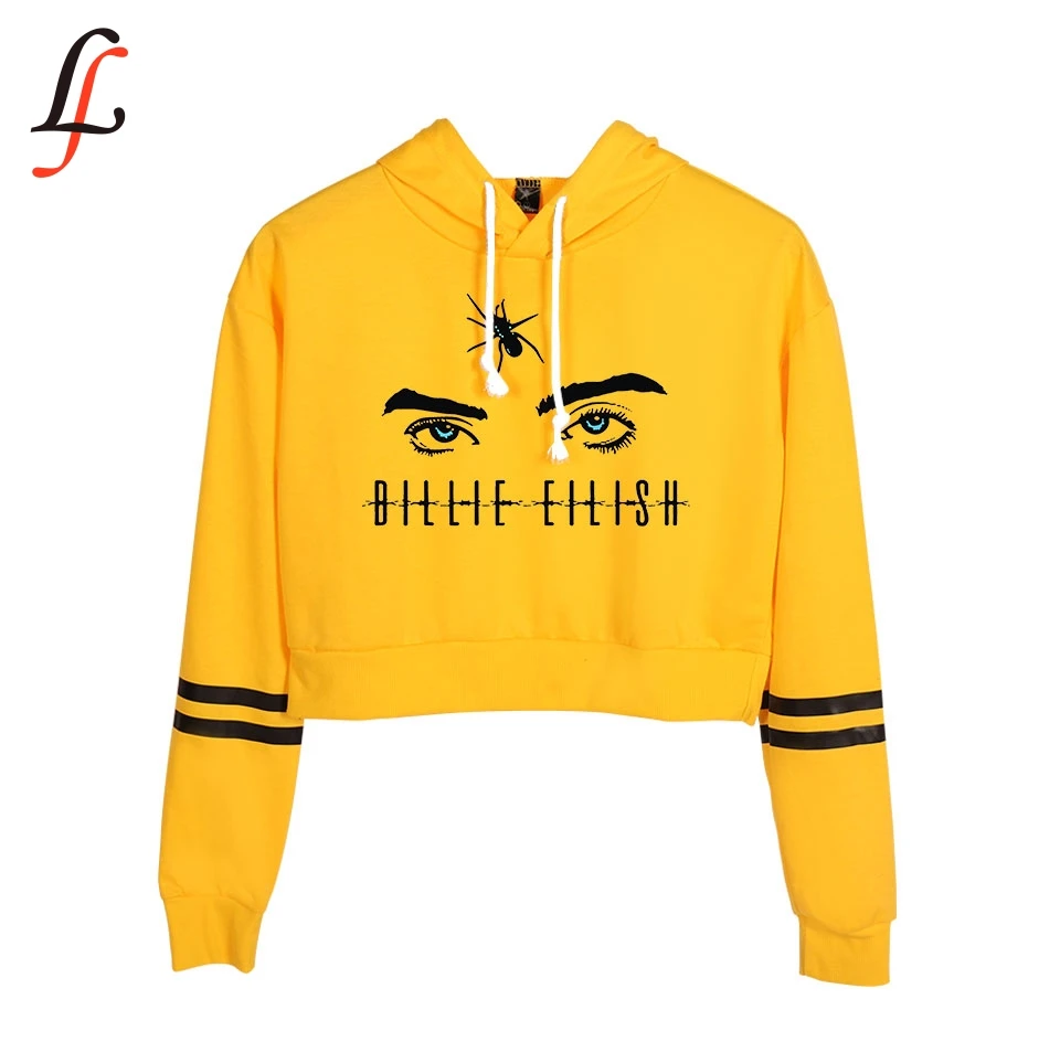 Женская толстовка с капюшоном Billie Eilish модный короткий топ принтом 2019|Женские