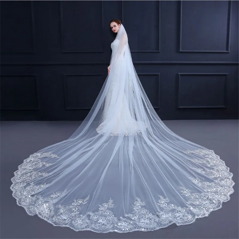 3 /4Meter White Ivory Cathedral Wedding Veils Long Lace Edge Bridal Veil with Comb Accessories Diy | Дом и сад