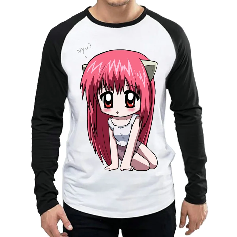 Elfen Lied Футболка белая Цвет Мужская модная одежда с длинными рукавами рисунком из