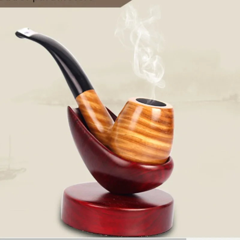1Pcs Smoking Pipe Pipes for Nature Ebony Manual Gift Wood Bent Type Smoke Accessories Christmas Gifts |