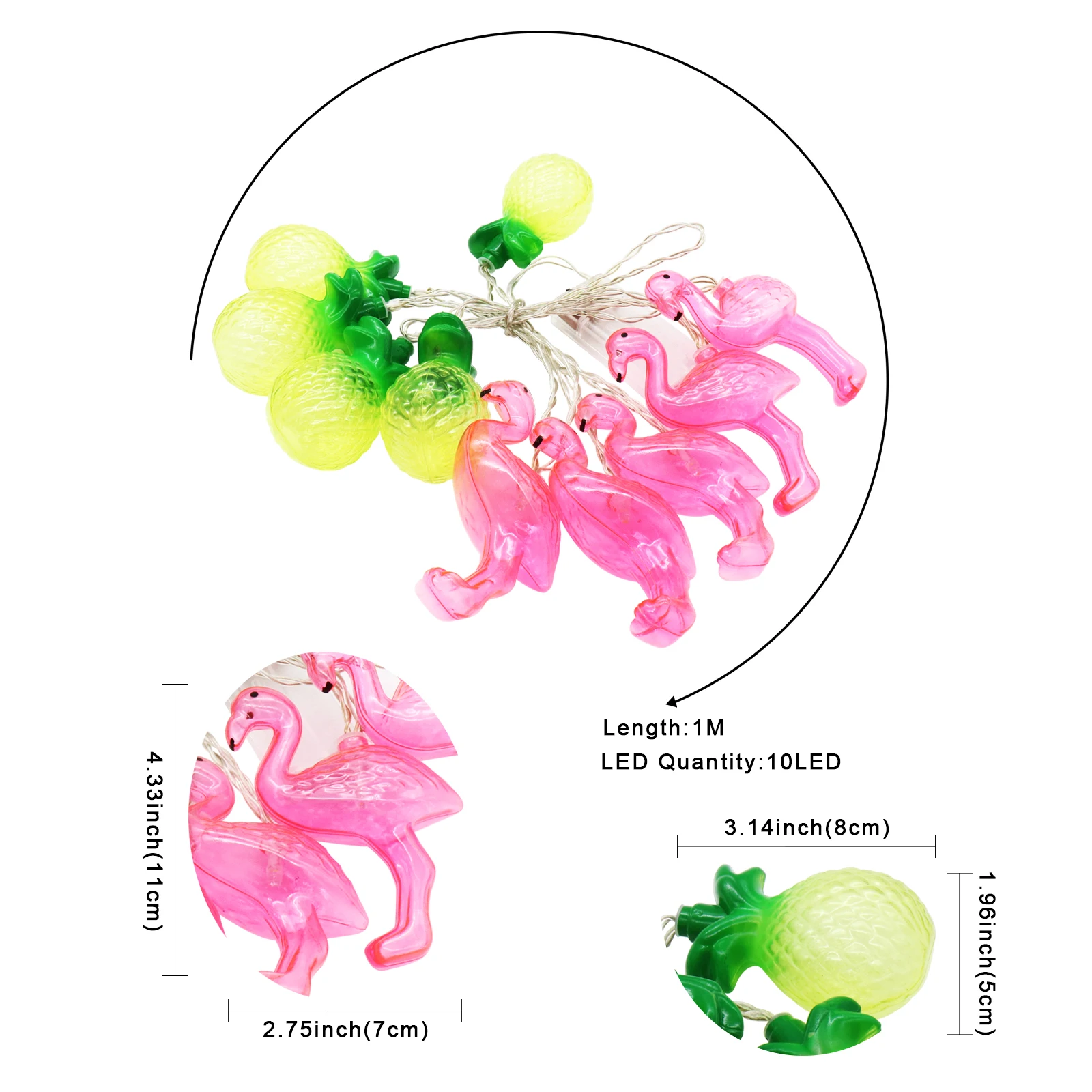 СВЕТОДИОДНАЯ Гирлянда в виде фламинго ананаса 10 светодиодов украшение для дня
