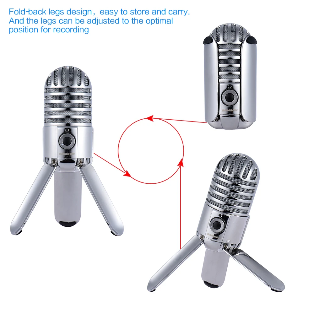 SAMSON Meteor Mic USB конденсаторный микрофон Студийный микрофон для компьютера ноутбука сетевой Подкаст, высокое качество звука