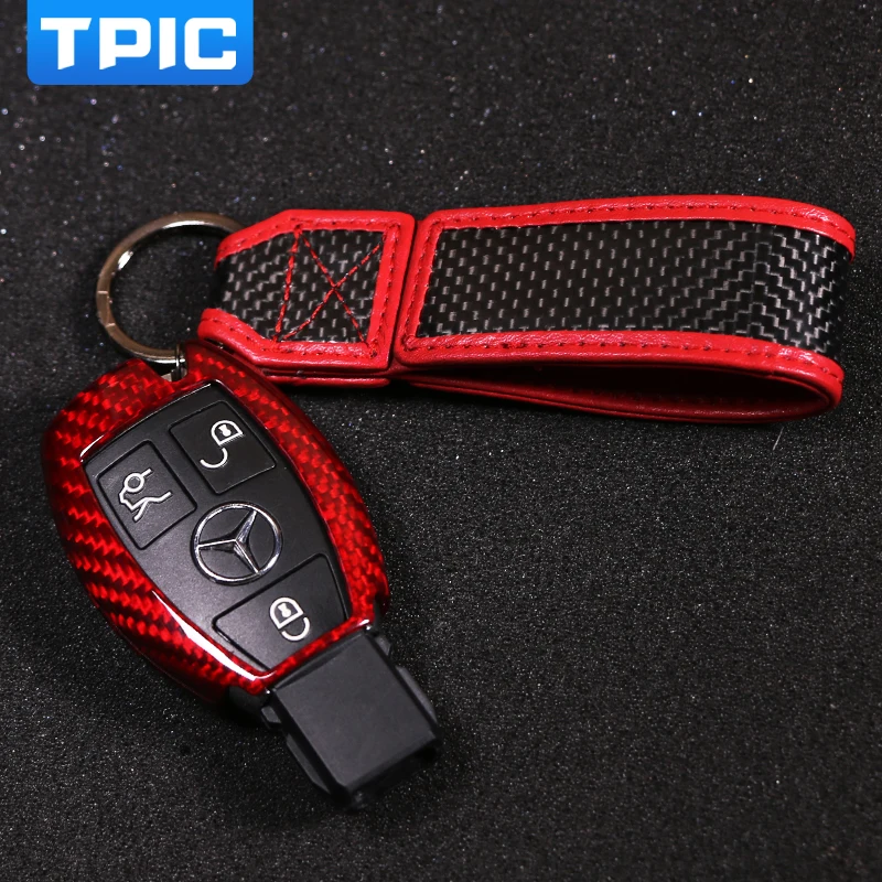 TPIC углеродного волокна Чехол для брелка с ключом Mercedes Benz W204 W212 W205 GLA GLK C S e класс ключи брелком ключей