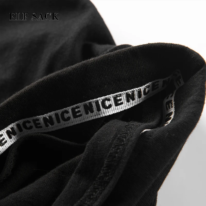 ELFSACK, сексуальные однотонные женские футболки, летние женские футболки с круглым вырезом, повседневные хлопковые футболки, Женская Базовая одежда высокого качества