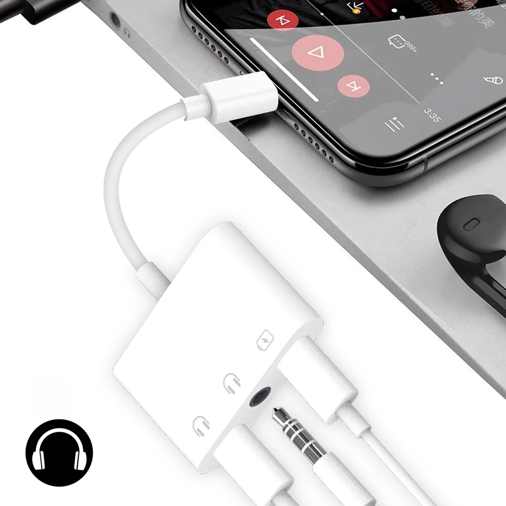 Ahowie двойной разъем для наушников разветвитель для Iphone X XS зарядный кабель 3,5 мм разъем для наушников адаптер для Iphone 8 7 Plus шнур зарядного устройства