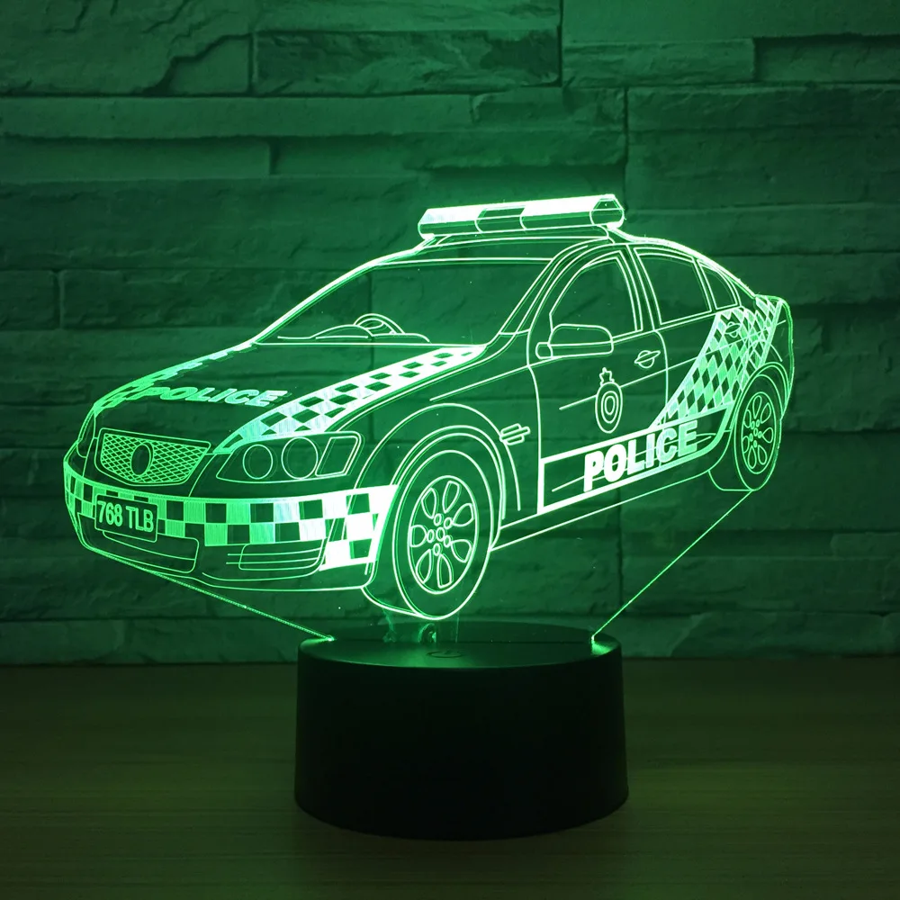 Полицейский Автомобиль 3d ночной Светильник прикроватный праздничный подарок