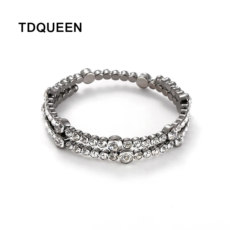 TDQUEEN спираль горный хрусталь браслет большой кристалл манжета Свадебные