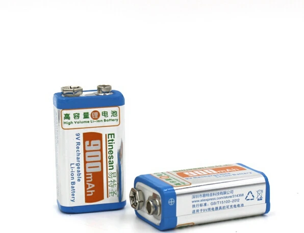 Используется для игрушек 2 шт Etinesan Super 900mAh 9v Li-Ion литиевая аккумуляторная батарея 9