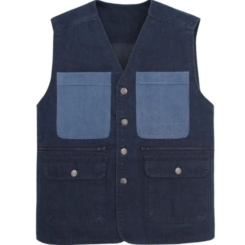 Куртка мужская демисезонная из денима ковбойский жилет для досуга Джинсовая