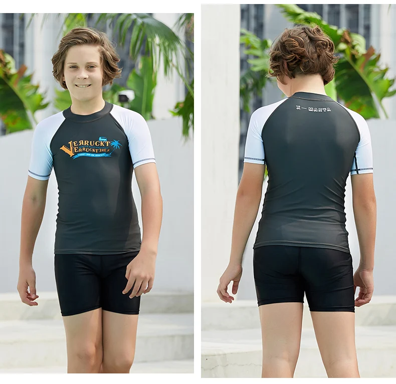 Kids Short Long Sleeve Rash Guard Sun UV Protected UPF50+ Boys Girls Surf Swim Shirt Lycra Basic Skin Athletic Tops(115-165cm