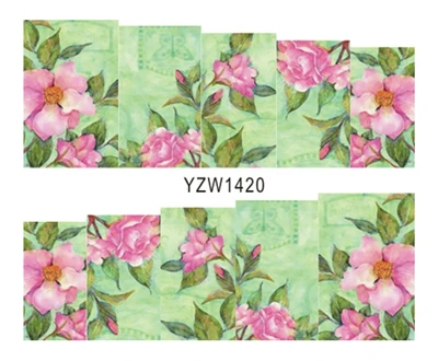 YZW1420 YZWLE 1 лист на выбор 3D полное покрытие цветочный узор дизайн ногтей водная наклейка Модные Советы украшения - Цвет: YZW1420