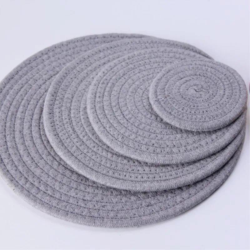Light Grey Ручная тканая хлопковая веревка кухонная салфетка-подставка обеденный стол коврики Западная Посуда изоляционные прокладки Нескользящие горшок Чаша Блюдо чашки Подставки - Цвет: Light Grey