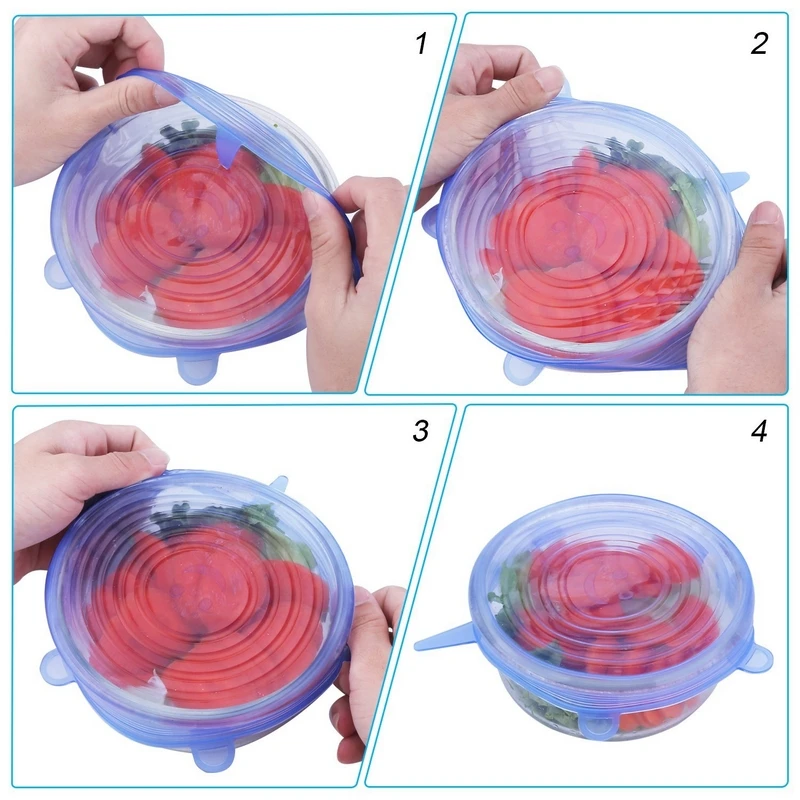 УНИВЕРСАЛЬНЫЕ СИЛИКОНОВЫЕ растягивающиеся крышки 6 цветов|Крышки для посуды| |