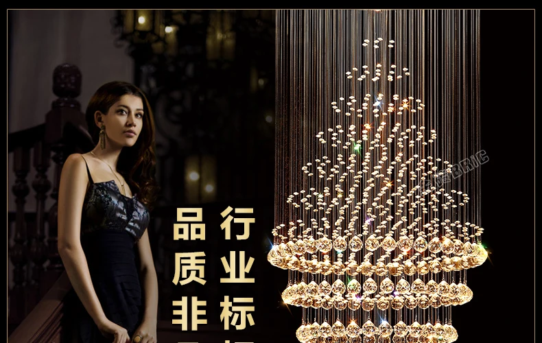 Дуплекс лестницы люстры круглый зал хрустальные вилла огни длинные гостиная