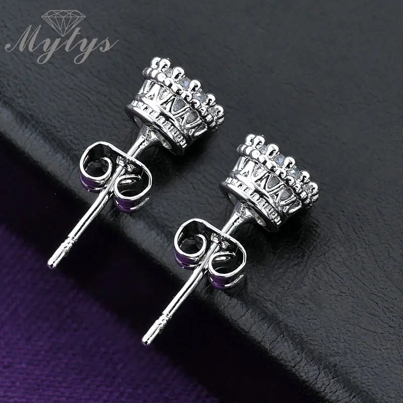 Серьги-гвоздики из белого золота с винтовой застежкой модные женские серьги