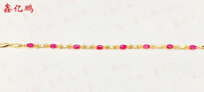 18 k золотой инкрустированный браслет из натурального рубина с женским бантом