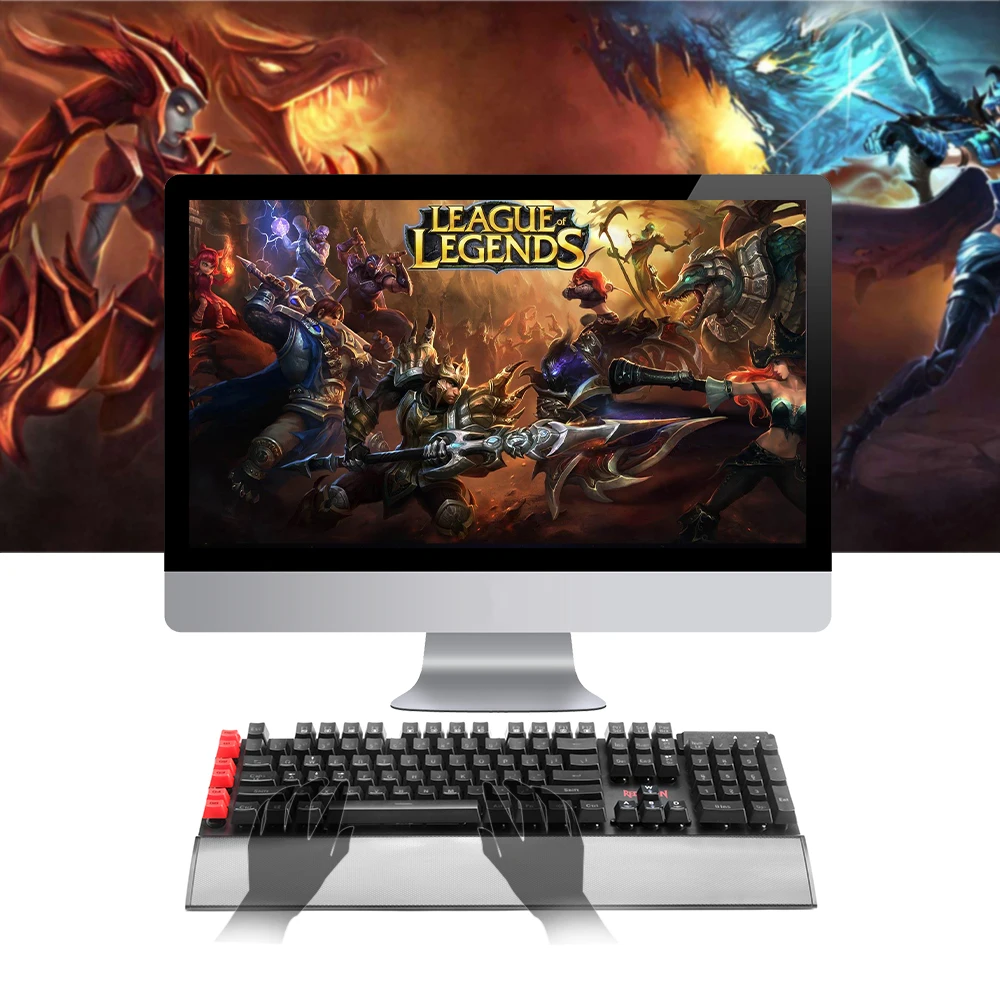 Redragon K505 USB игровая Мембранная Клавиатура эргономичный 7 цветов светодиодный подсветка клавиш полный ключ анти-ореолы 104 проводной компьютер геймер ПК