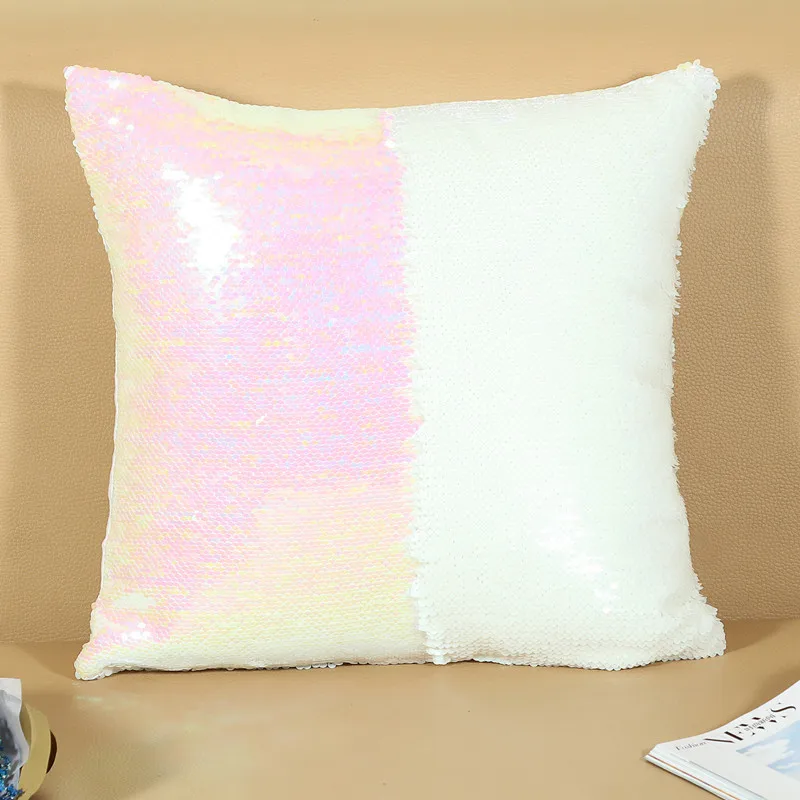 DIY Русалка двухцветным пайетки Подушки Детские Дело магические Пледы Цвет