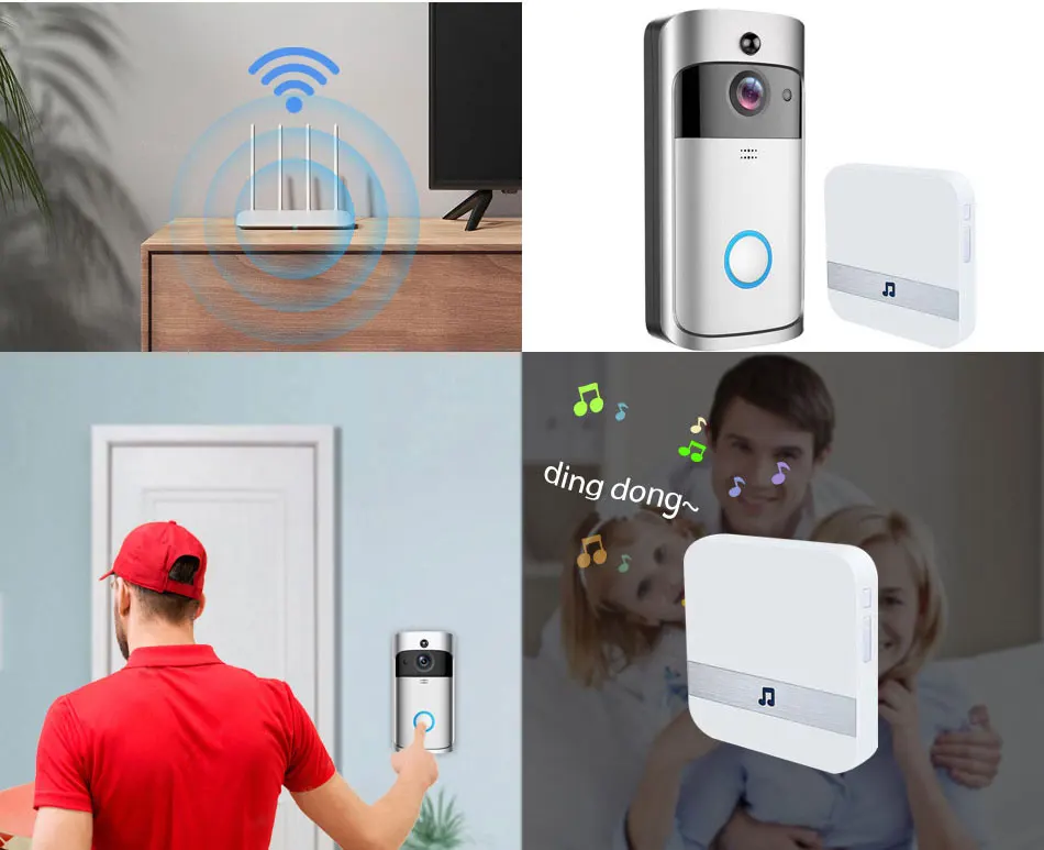 ZWN умный беспроводной Wifi видео дверной звонок Домофон 720P телефонный звонок Дверной звонок камера Инфракрасный пульт дистанционного записи домашний мониторинг безопасности