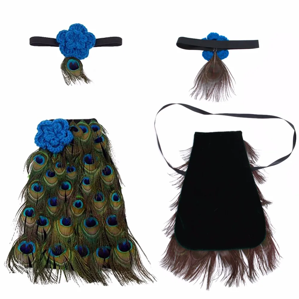 Прекрасная Мода Костюм Мальчик Девочка Ребенок Павлин Повязка Вязания Крючком