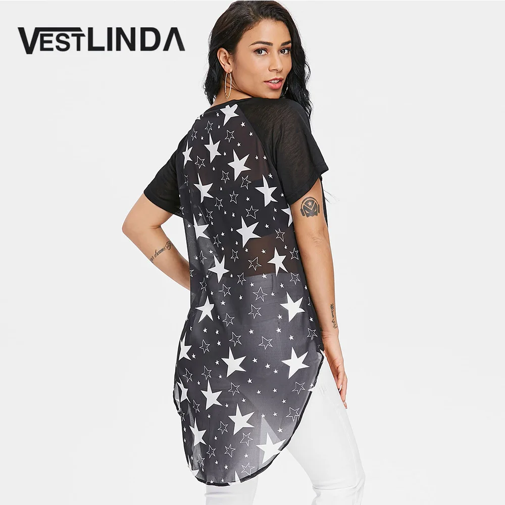 Блузка VESTLINDA женская летняя повседневная с принтом в виде звезд|Блузки| |