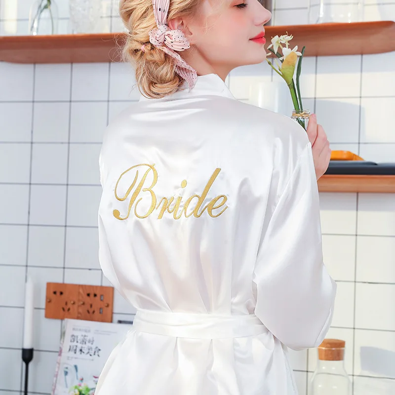 

White Bride embroidery Robe Summer Women's Wedding Dressing Kimono Bath Gown Lady Yukata Nightgown Pijama Mujer M L XL XXL