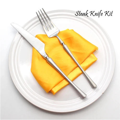 2pcs Steak Knife Kit Серебряный набор столовых приборов, роскошная столовая посуда, 5 шт., матовая готовая столовая посуда, 304 нержавеющая сталь, столовый нож и вилка - Цвет: 2pcs Steak Knife Kit