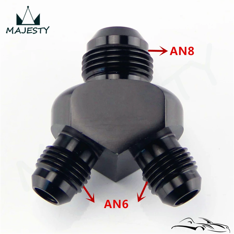 AN8*AN6*AN6 8*6*6 Y Block Y-Shape Male to Reducer Fittings Adaptor Nitrous Black | Автомобили и мотоциклы