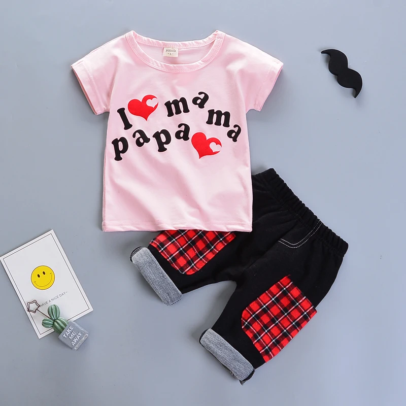 BibiCola baby boys summer clothing set cotton spring letter t-shirt+pants for infant children fashion 2pcs outfits bebe suits |