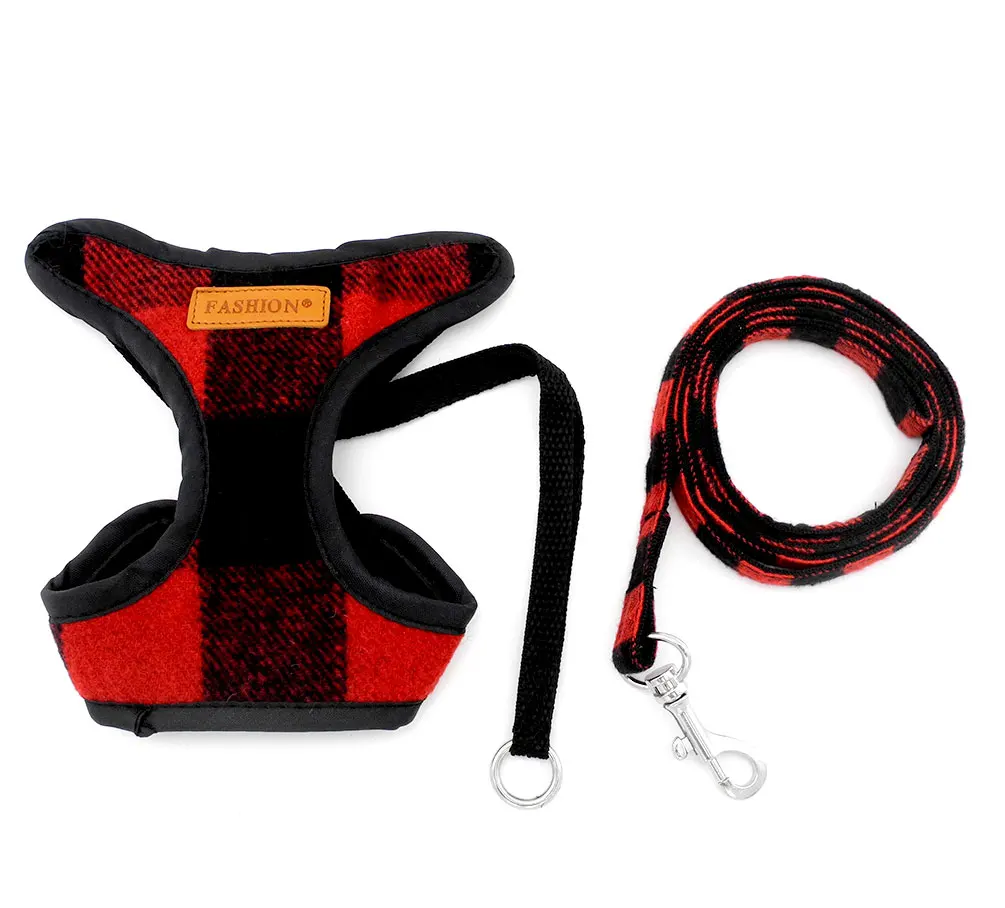 2017 маленький поводок для собак женщин и мужчин регулируемый жилет клетчатая