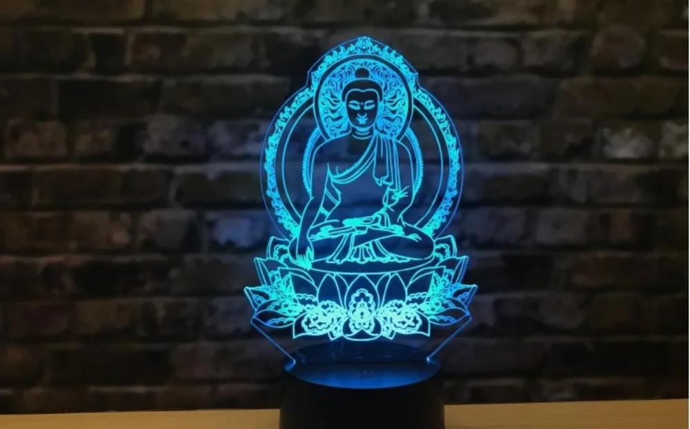 Sakyamuni Будда 3D иллюзия Лампа Usb сенсорный дистанционный Bluetooth динамик светодиодный