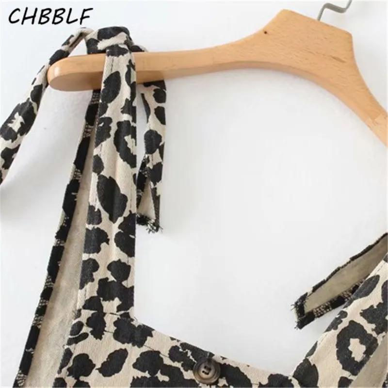 CHBBLF women sexy leopard playsuits sleeveless backless adjustable bow tie straps rompers female playsuit YUD860 | Женская одежда