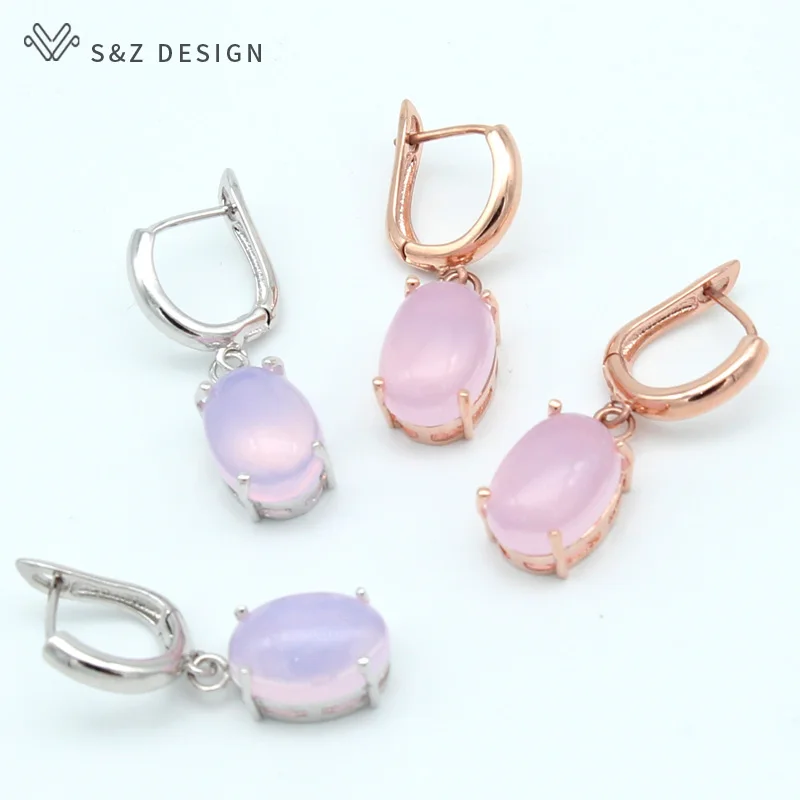 Серьги подвески S & Z женские из розового золота 585 пробы в японском/Корейском