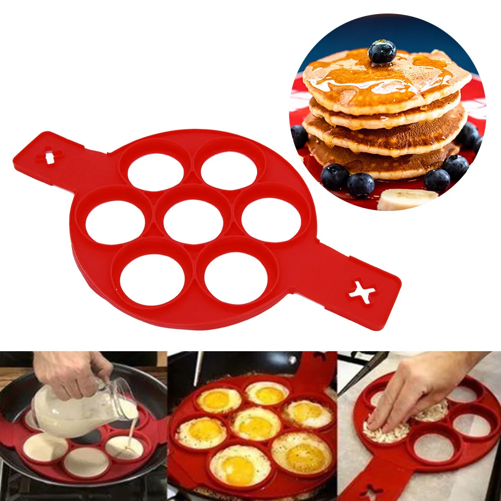 4 отверстия Круглый/квадратный/Сердце/в форме цветка из силикона блинница DIY яйцо